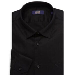 Cavalli Class By Roberto Cavalli Men's Black Slim Fit Logo Dress Shirt, 17.5 NWT